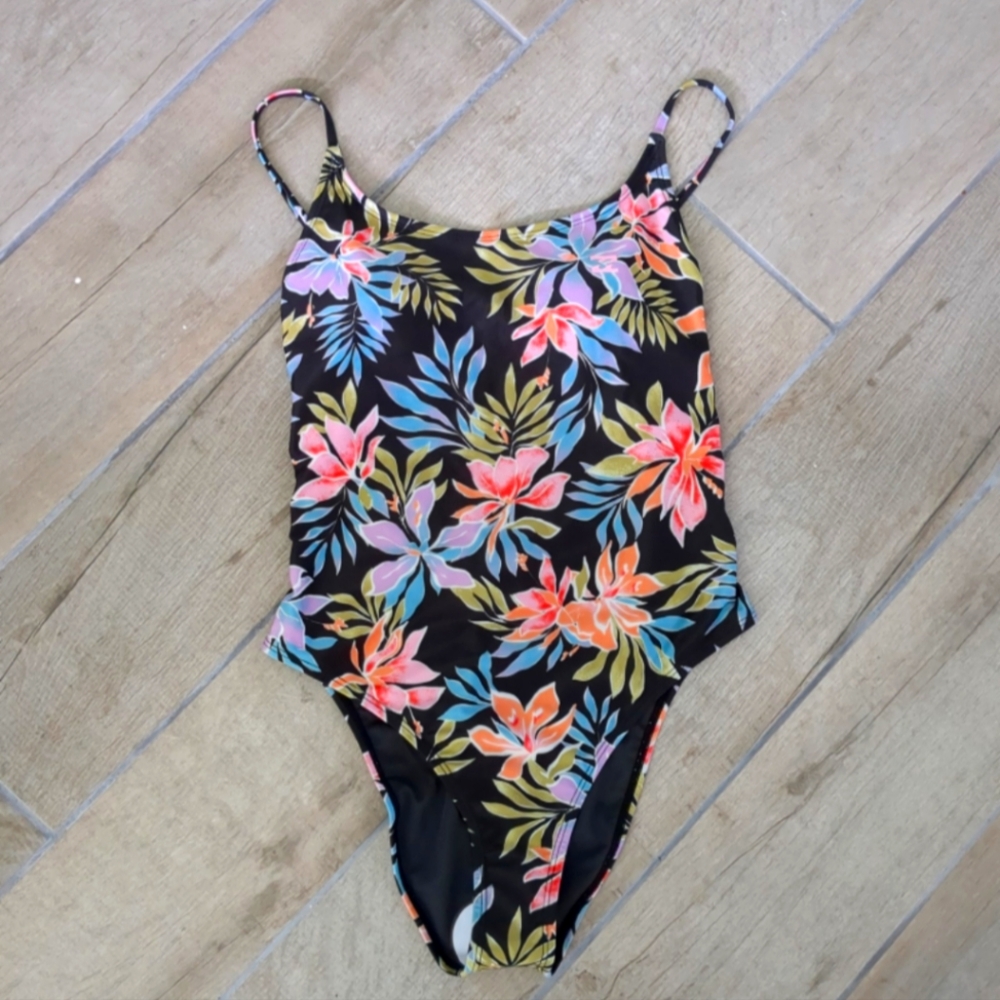 Floral Black One Piece Swimsuit